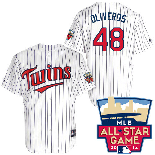 Lester Oliveros #48 Youth Baseball Jersey-Minnesota Twins Authentic 2014 ALL Star Home White Cool Base MLB Jersey